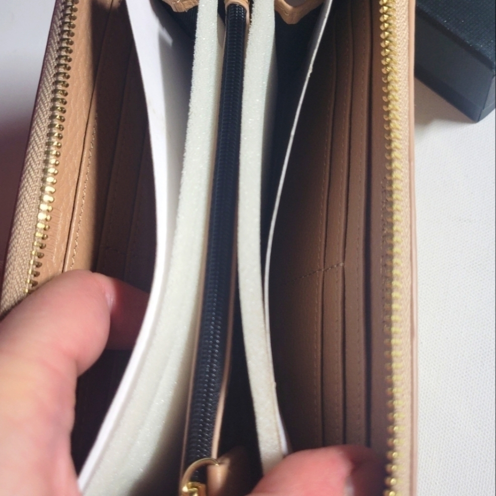 NEW! MOSCHINO Tan/Taupe Leather Studded Wallet. - Picture 4 of 5